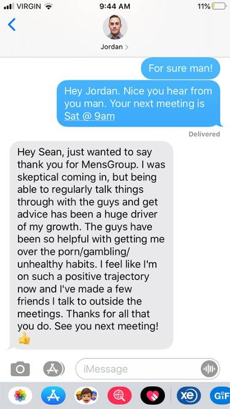 Jordan Caron's feedback on mensgroup